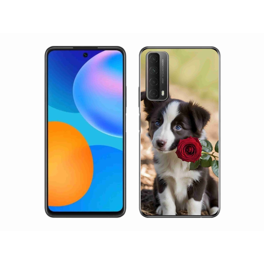 mmCase gél tok a Huawei P Smart (2021) készülékhez – aranyos border collie rózsával