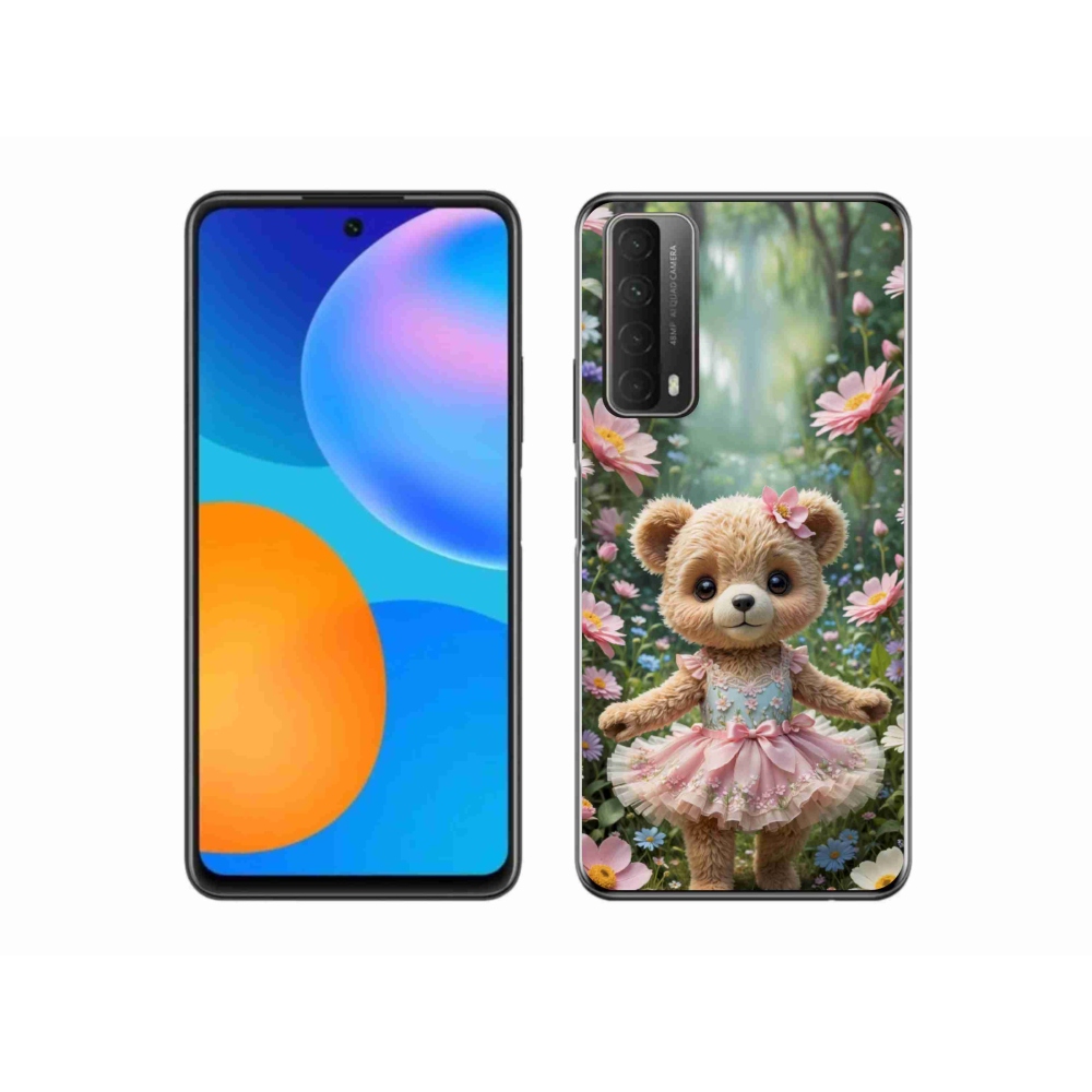 mmCase gél tok a Huawei P Smart (2021) készülékhez – aranyos mackó virágok között
