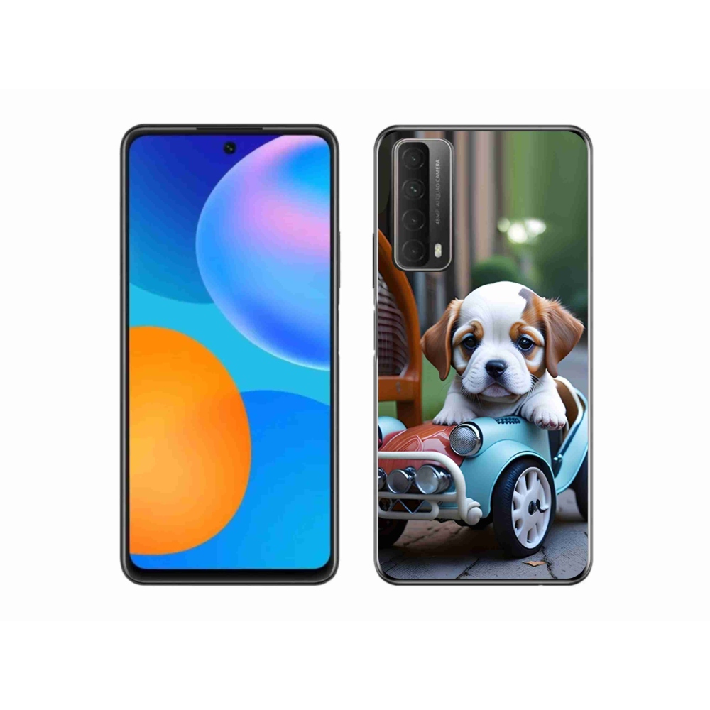 mmCase gél tok a Huawei P Smart (2021) készülékhez – kiskutya retro autóban
