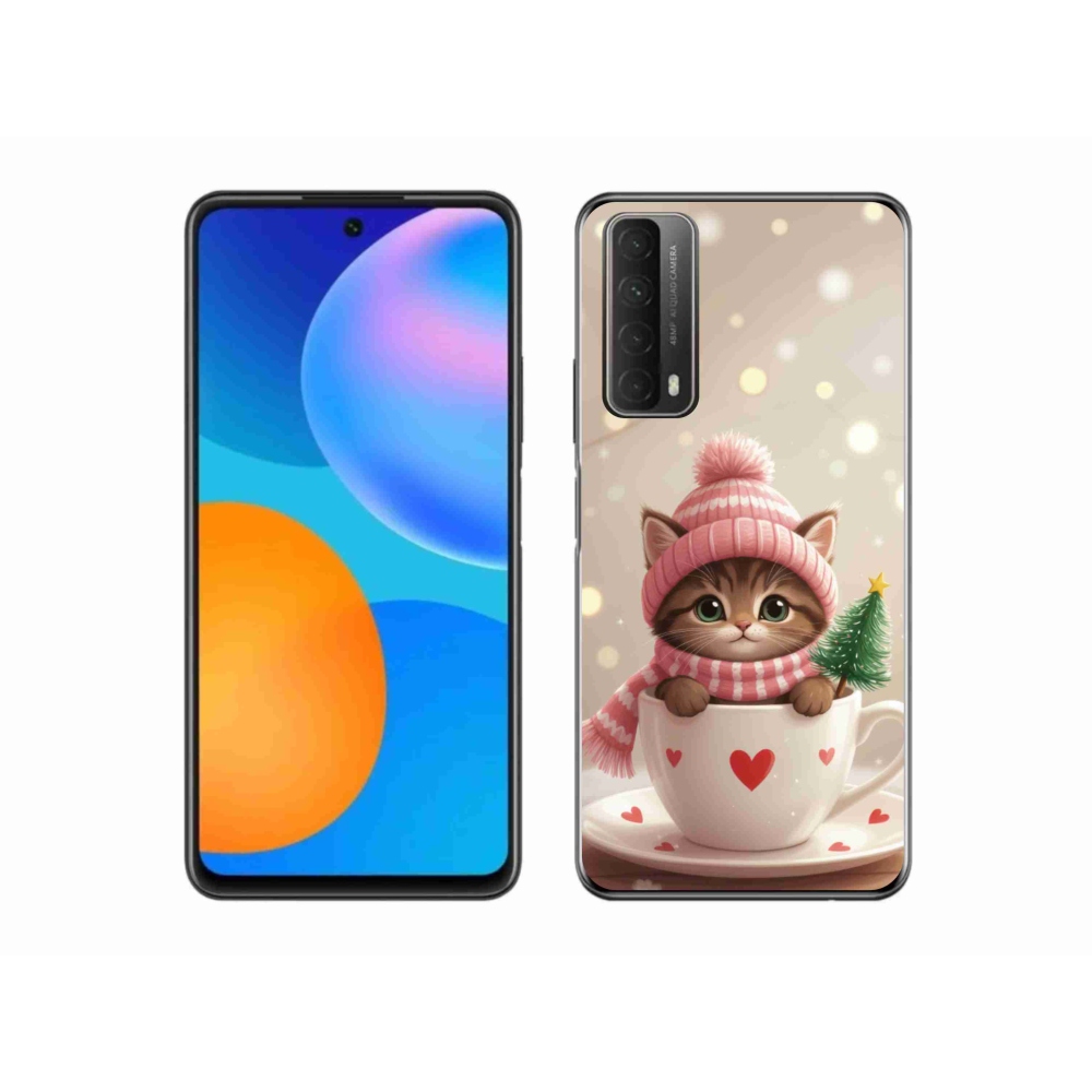 mmCase gél tok a Huawei P Smart (2021) készülékhez – karácsonyi cica csészében