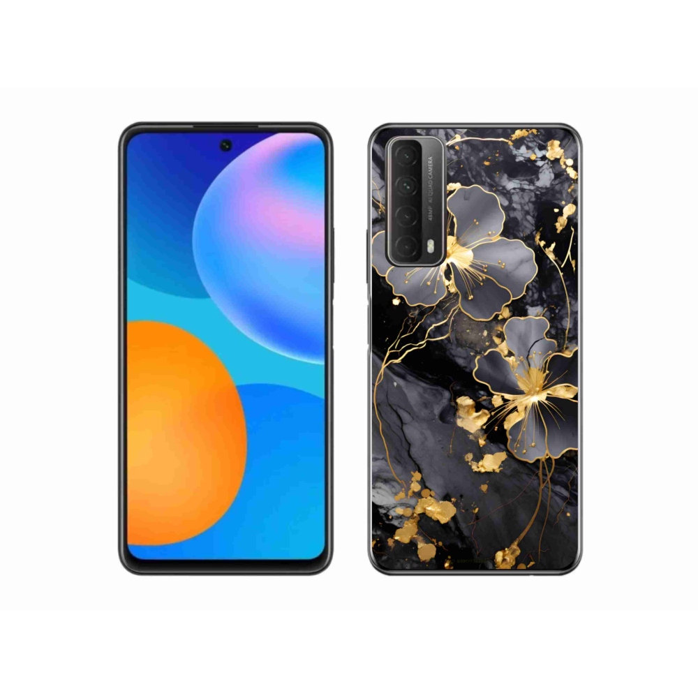 Gél védőhuzat mmCase a Huawei P Smart (2021) - arany virágok