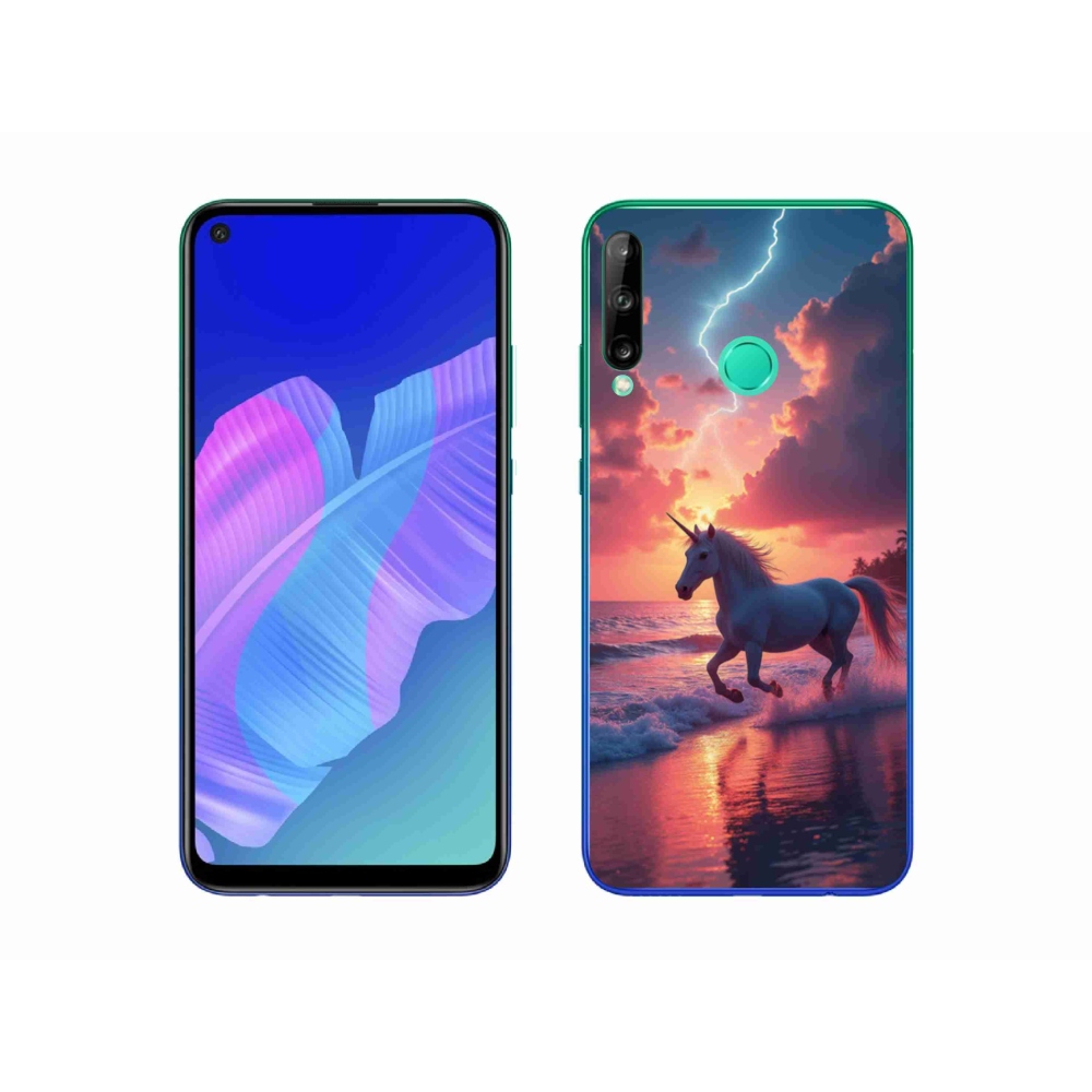 Gél borítás mmCase a Huawei P40 Lite E számára - egyszarvú a tengerparton