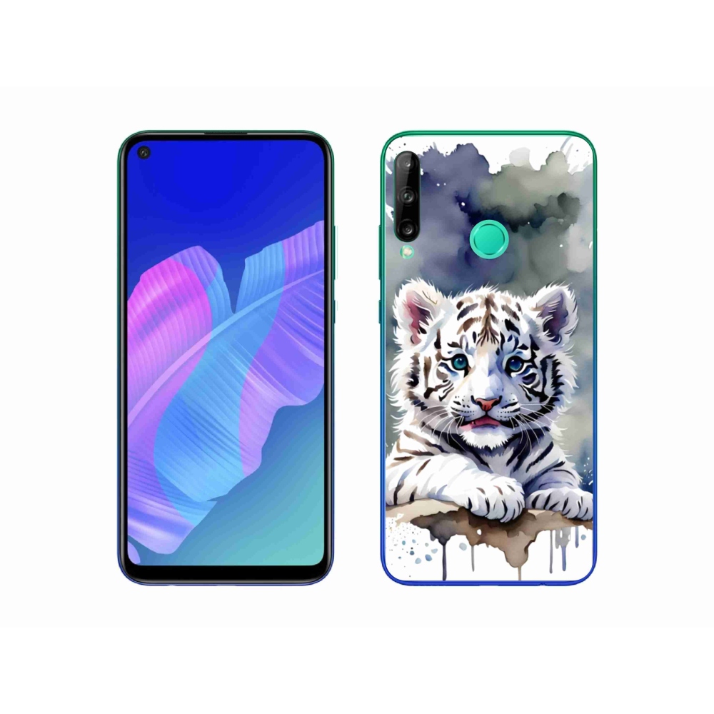 Gél borítás mmCase a Huawei P40 Lite E számára - fehér tigriskölyök
