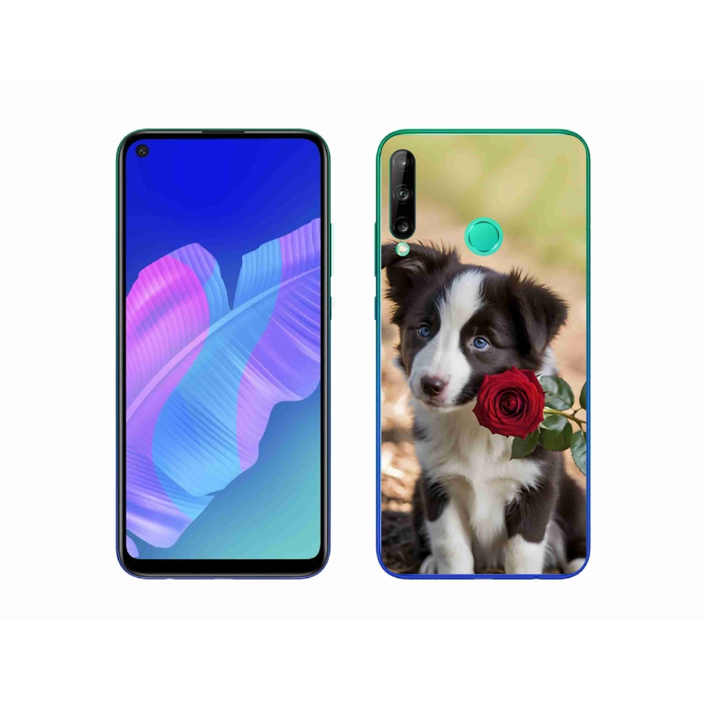 mmCase gél tok a Huawei P40 Lite E-hez – aranyos border collie rózsával