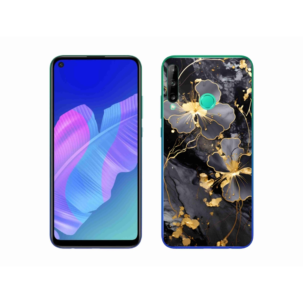 Gél borítás mmCase a Huawei P40 Lite E számára - arany virágok