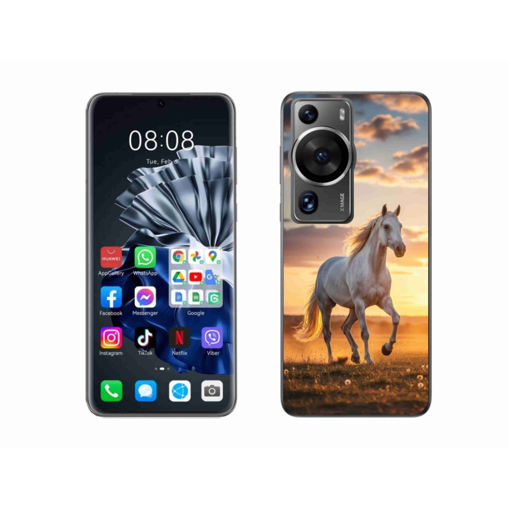 Gél borítás mmCase a Huawei P60 Pro számára - futó fehér ló 2