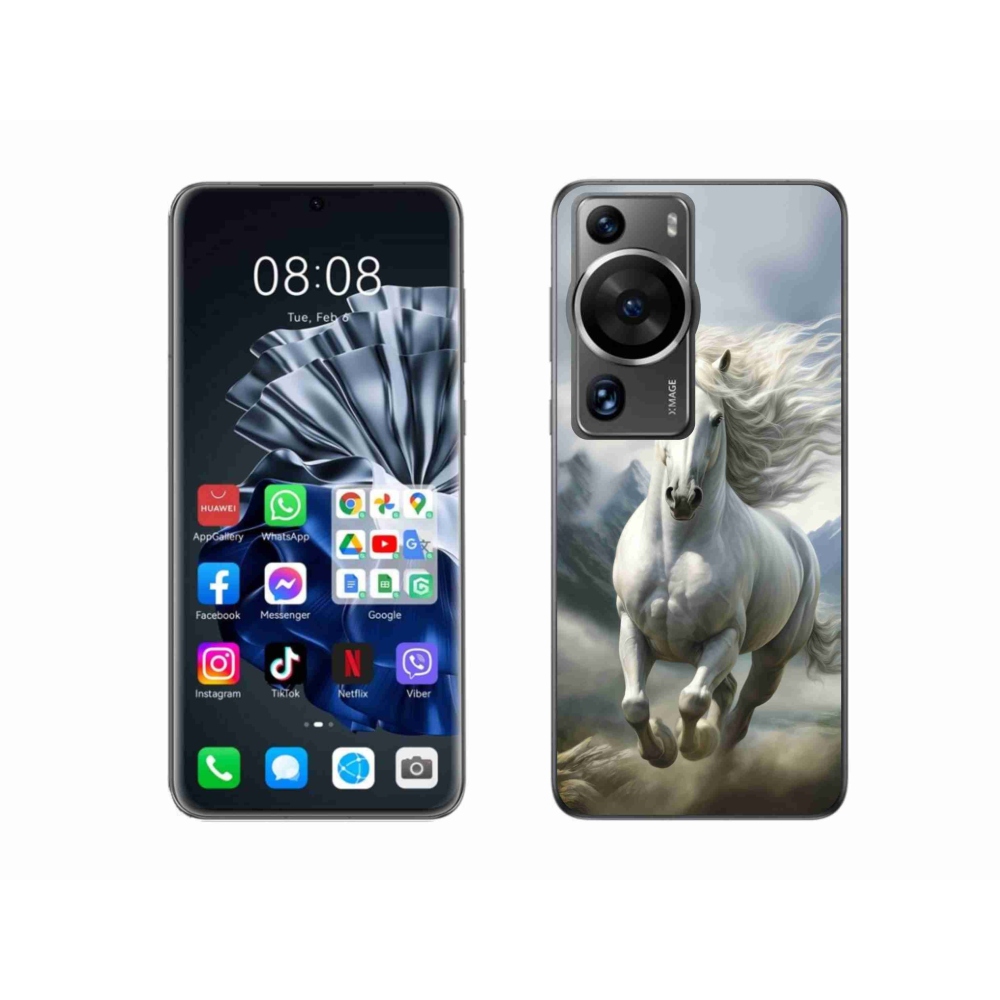 mmCase gél tok a Huawei P60 Pro-hoz – Futó fehér ló 3
