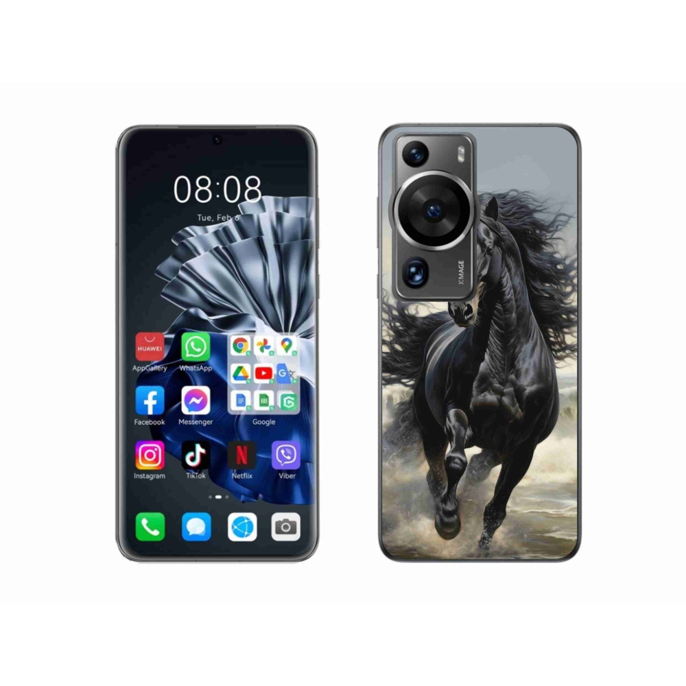 mmCase gél tok a Huawei P60 Pro-hoz – futó fekete ló