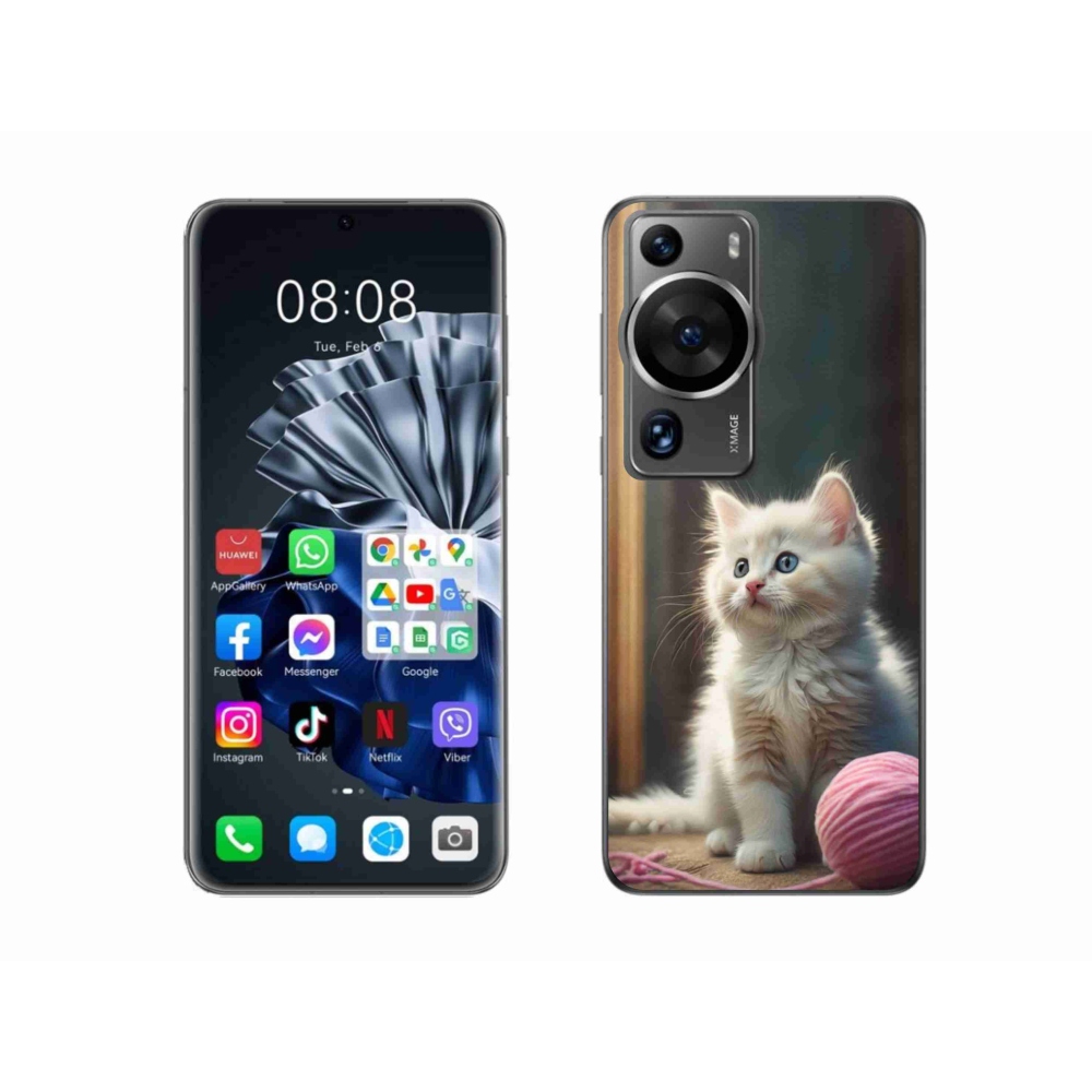 Gél borítás mmCase a Huawei P60 Pro készülékhez - fehér cica 2