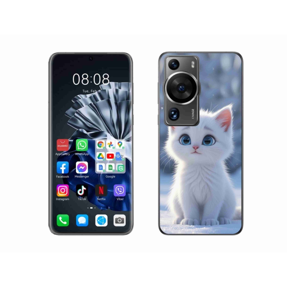 mmCase gél tok a Huawei P60 Pro-hoz – fehér cica 3