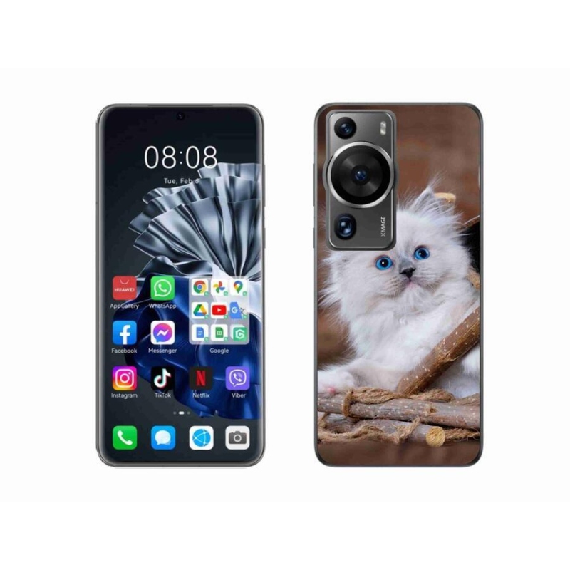 Gél borítás mmCase a Huawei P60 Pro készülékhez - fehér cica