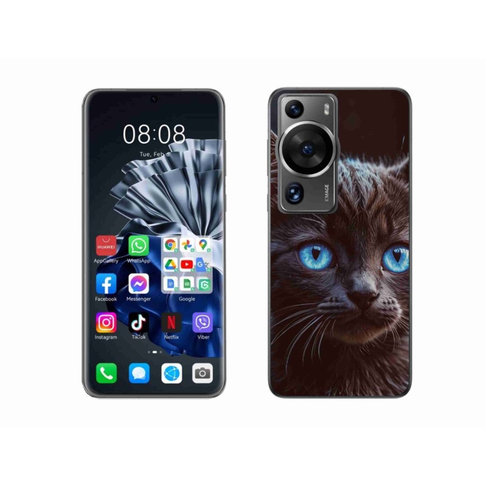 Gél borítás mmCase a Huawei P60 Pro készülékhez - fekete cica 2