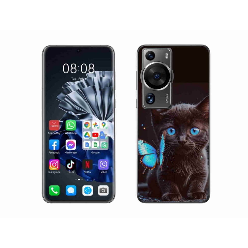 Gél borítás mmCase a Huawei P60 Pro készülékhez - fekete cica 3