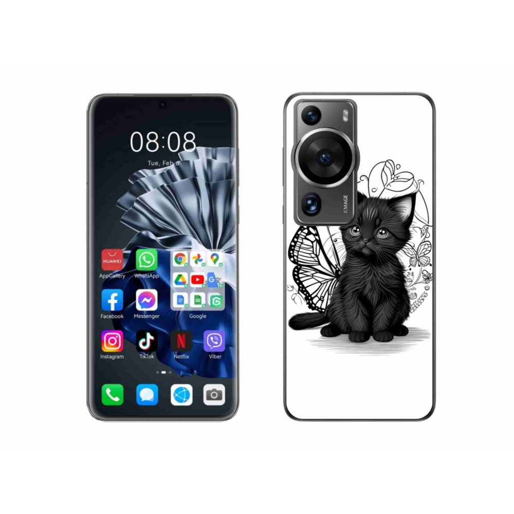 Gél borítás mmCase a Huawei P60 Pro készülékhez - fekete cica