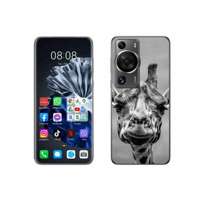 Gél borítás mmCase a Huawei P60 Pro készülékhez - fekete-fehér zsiráf