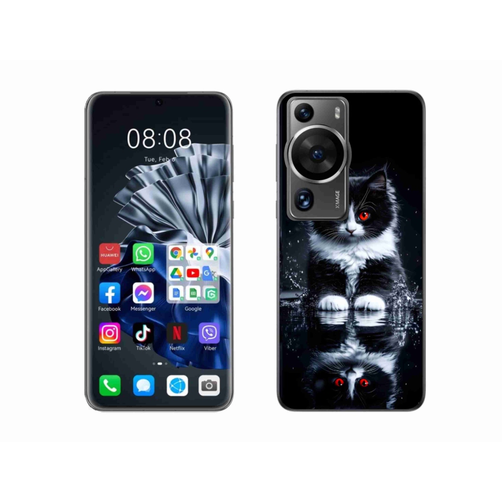 Gél borítás mmCase a Huawei P60 Pro készülékhez - fekete-fehér cica