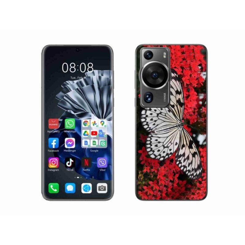 Zselés borítás mmCase a Huawei P60 Pro-hoz - fekete-fehér pillangó 1