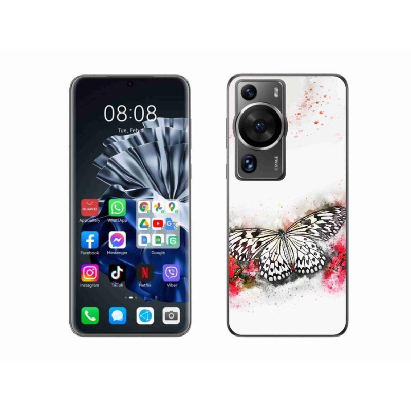 Gél borítás mmCase a Huawei P60 Pro készülékhez - fekete-fehér pillangó