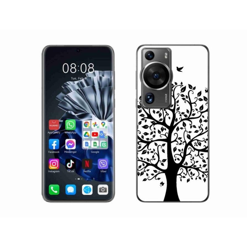 Gél borítás mmCase a Huawei P60 Pro - fekete és fehér fa