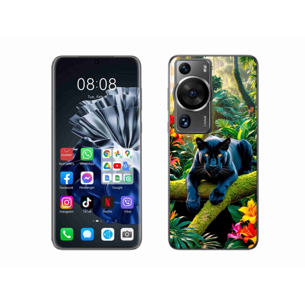 Gél borítás mmCase a Huawei P60 Pro számára - fekete párduc a dzsungelben