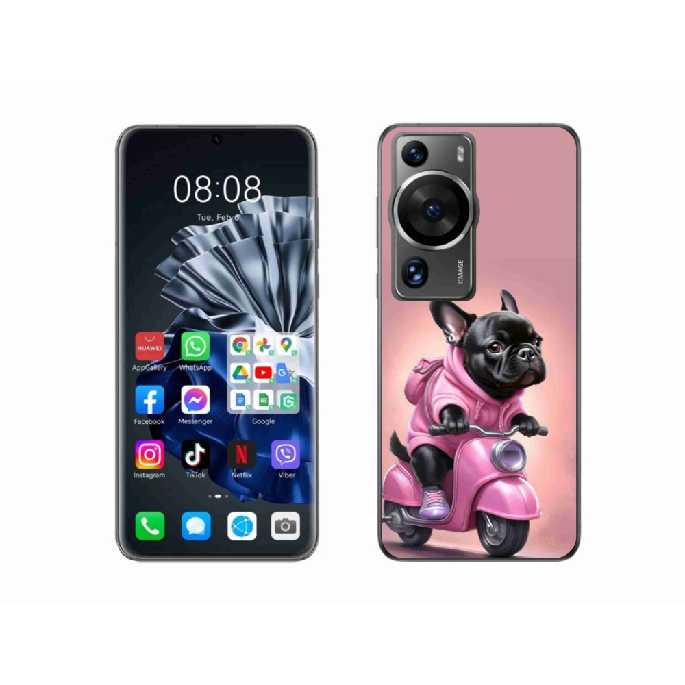 Gél borítás mmCase a Huawei P60 Pro-hoz - Francia bulldog egy robogón