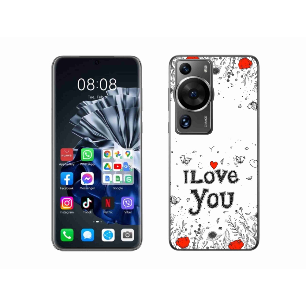 Gél borító mmCase a Huawei P60 Pro készülékhez - I love you fehér háttérrel