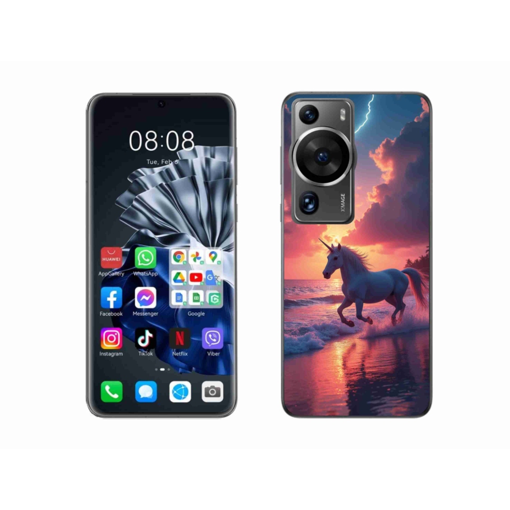 Gél borítás mmCase a Huawei P60 Pro számára - egyszarvú a tengerparton