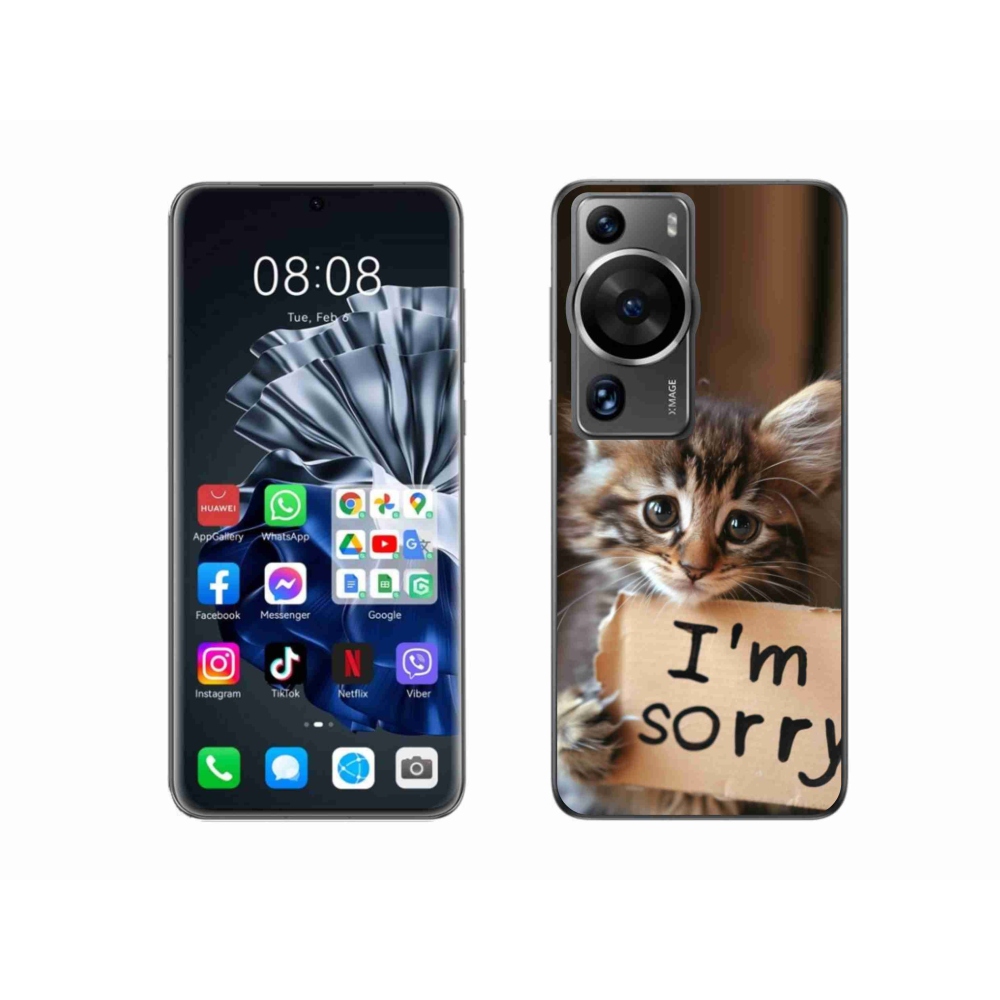 Gél borítás mmCase a Huawei P60 Pro-n - macska bocsánatkérése