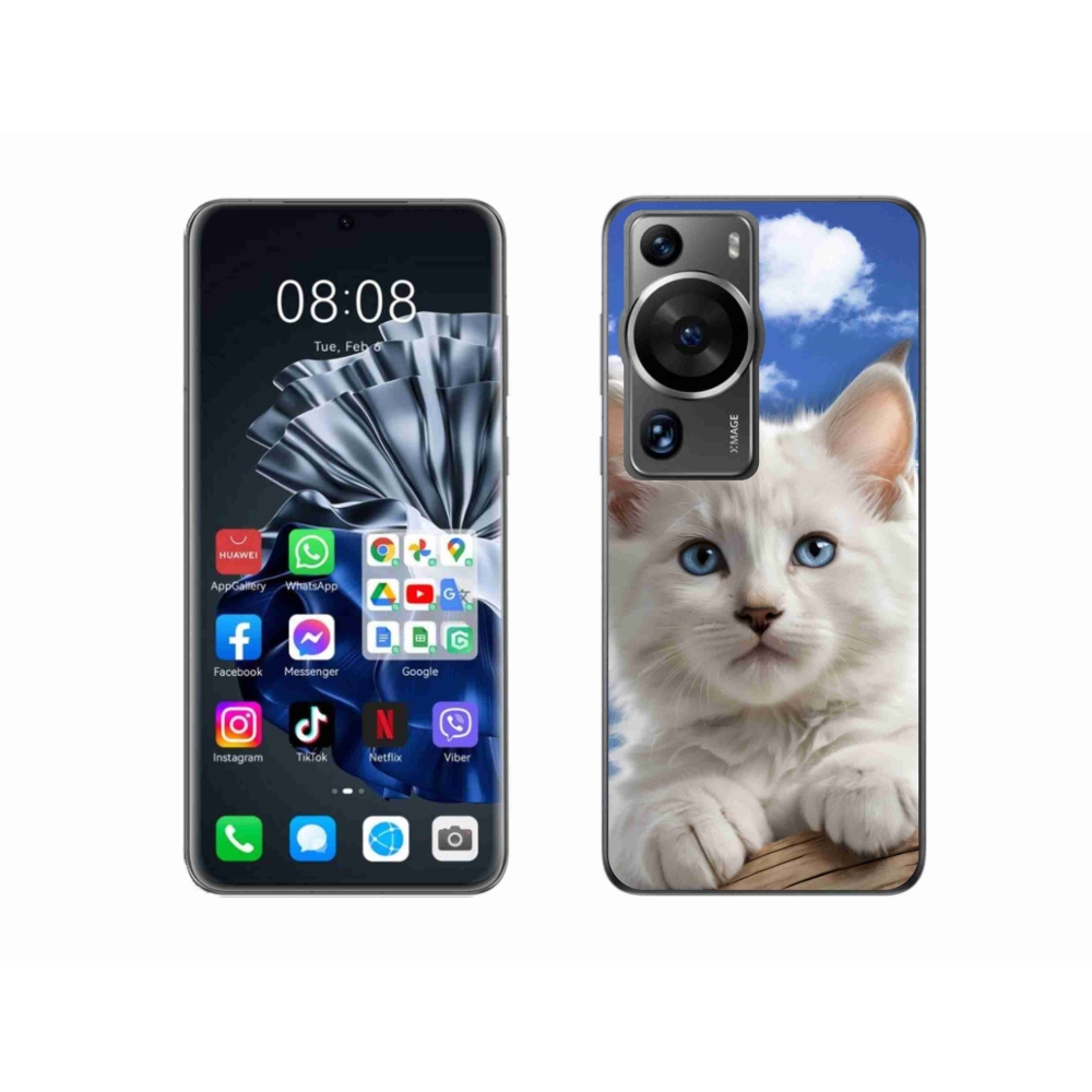 mmCase gél tok a Huawei P60 Pro-hoz – cica és felhők