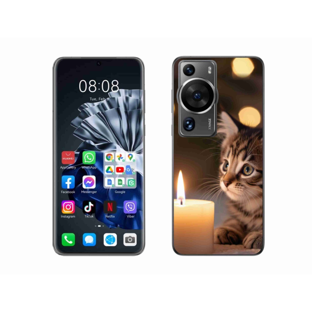 Gél borító mmCase a Huawei P60 Pro számára - cica és gyertya