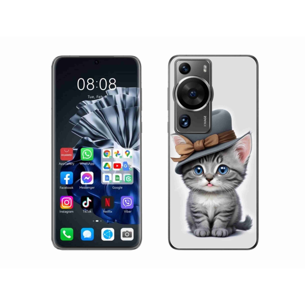 Gél borítás mmCase a Huawei P60 Pro számára - cica sapkával