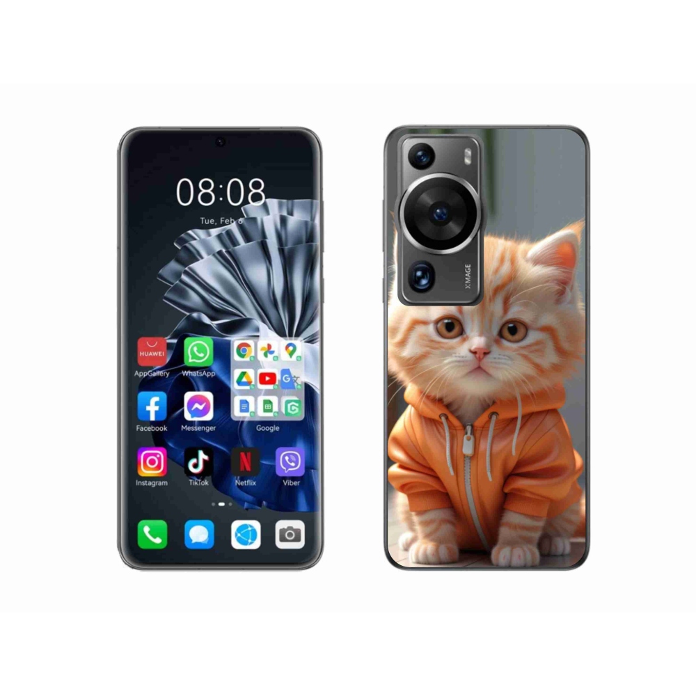 Gél borítás mmCase a Huawei P60 Pro számára - cica melegítőben