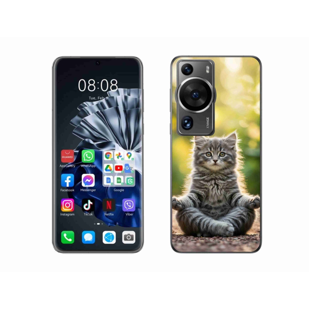 Gél borító mmCase a Huawei P60 Pro számára - meditáló cica