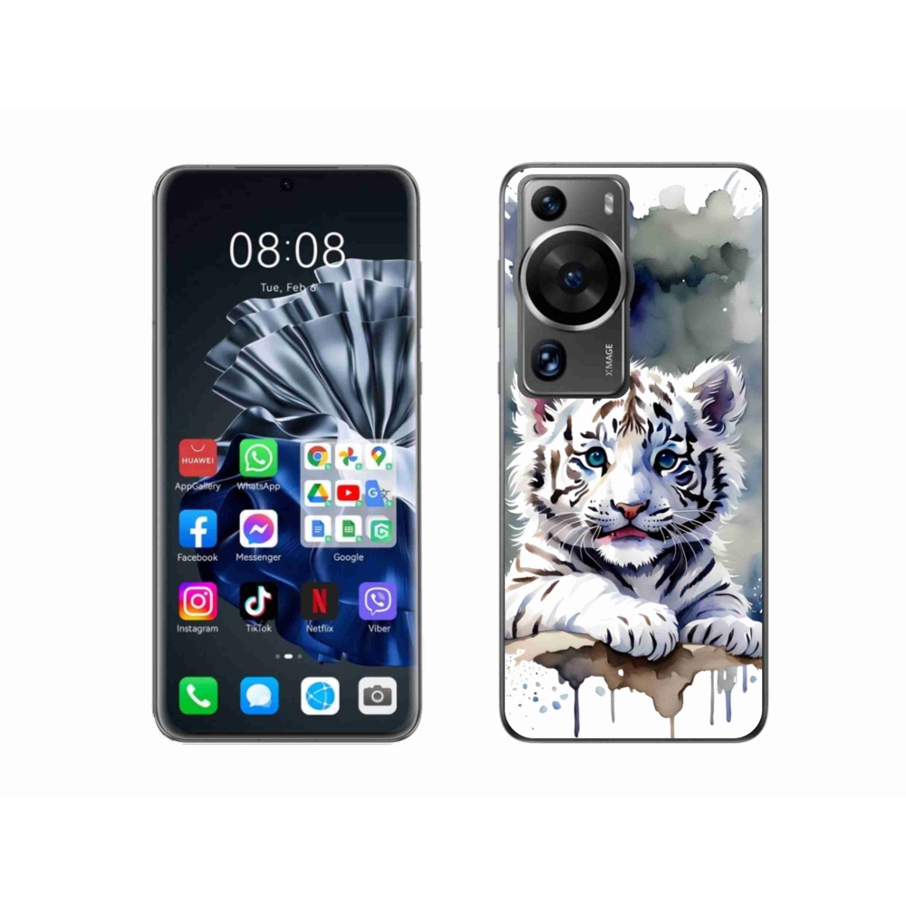 Gél borítás mmCase a Huawei P60 Pro készülékhez - fehér tigriskölyök