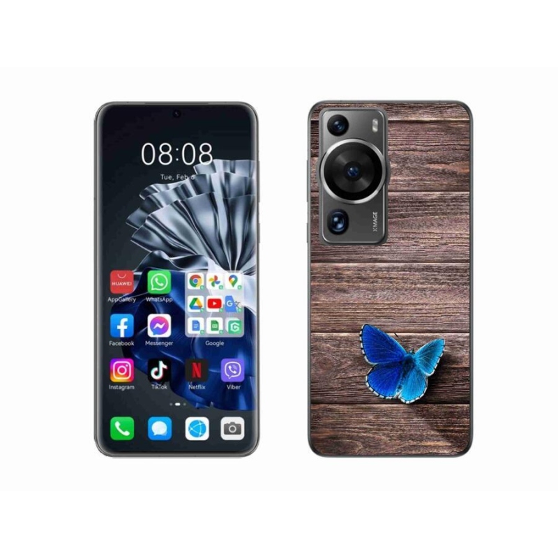 Zselés borítás mmCase a Huawei P60 Pro készülékhez - kék pillangó 1