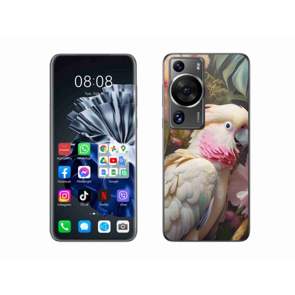 Gél borítás mmCase a Huawei P60 Pro készülékhez - papagáj kakadu rózsaszín 2