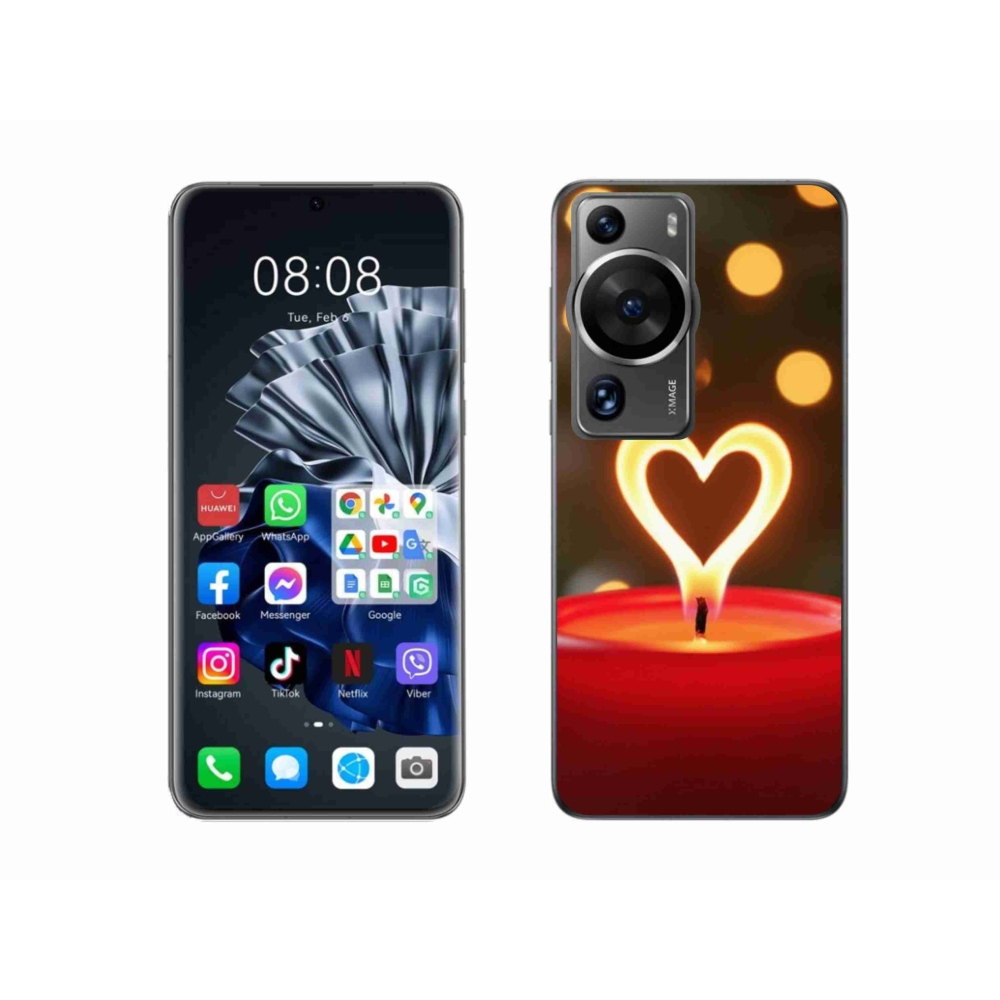 Zselés borítás mmCase a Huawei P60 Pro számára - láng szíve