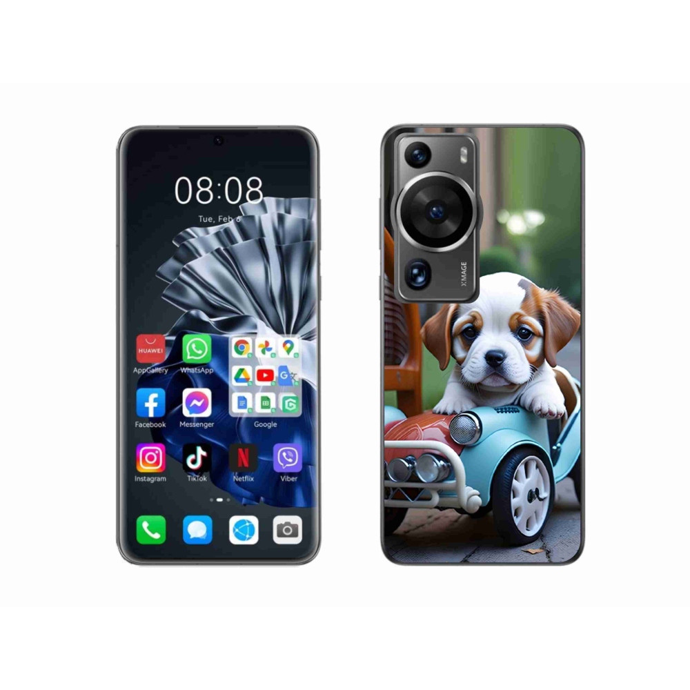 mmCase gél tok a Huawei P60 Pro-hoz – kiskutya retro autóban