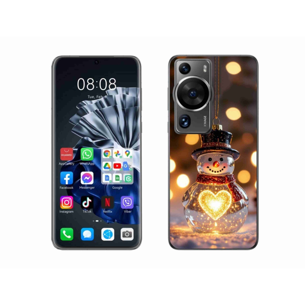 mmCase gél tok a Huawei P60 Pro-hoz – világító karácsonyi hóember