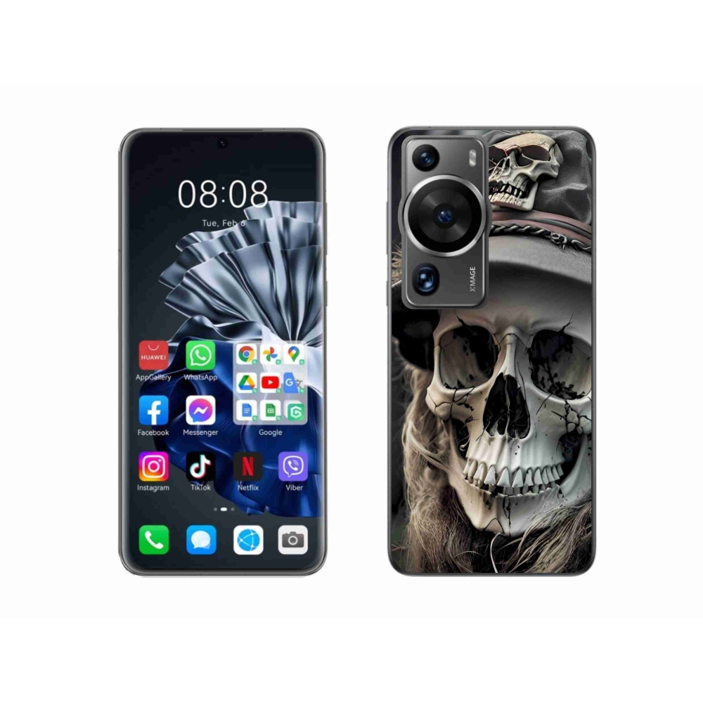 Zselés borítás mmCase a Huawei P60 Pro készülékhez - sötét koponya