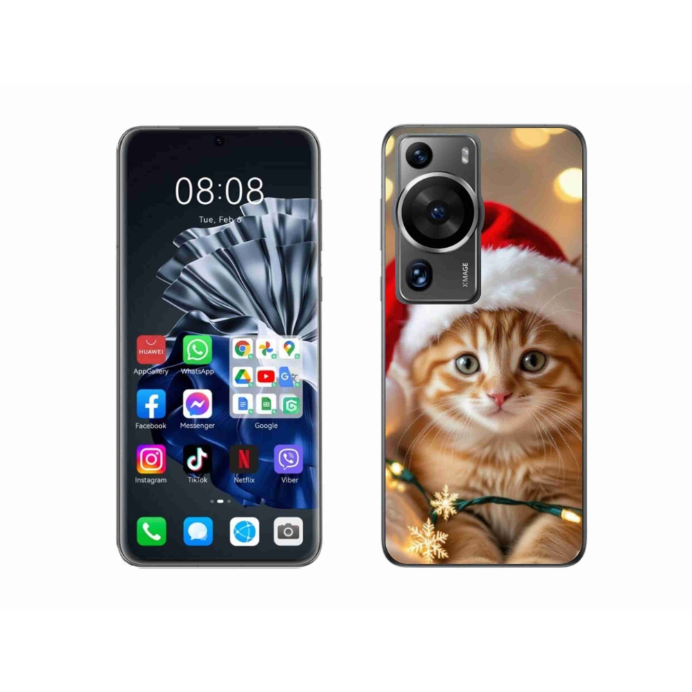 Gél borítás mmCase a Huawei P60 Pro számára - Karácsonyi cica