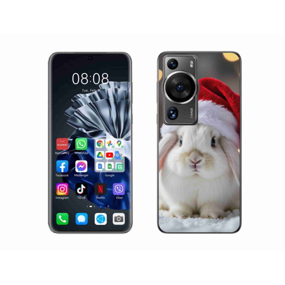 Gél borítás mmCase a Huawei P60 Pro számára - karácsonyi nyuszi