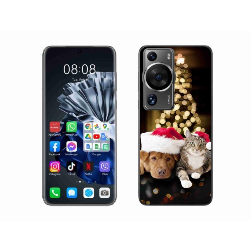 Gél borítás mmCase a Huawei P60 Pro számára - Karácsonyi kutya és macska