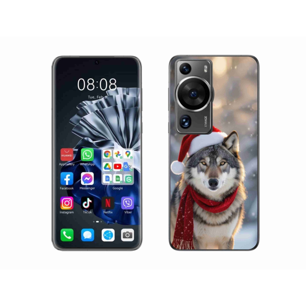 Gél borítás mmCase a Huawei P60 Pro készülékhez - Karácsonyi farkas