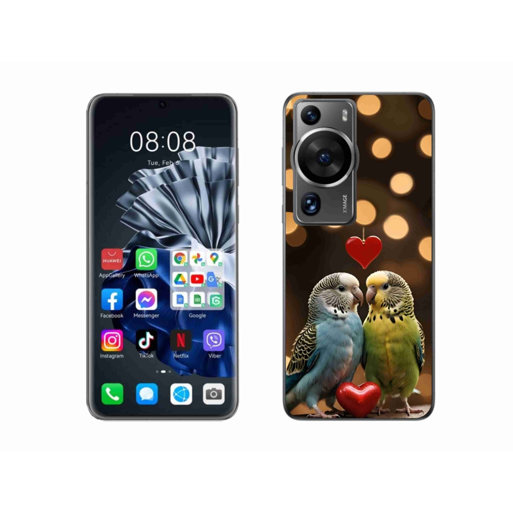 mmCase gél tok a Huawei P60 Pro-hoz – szerelmes papagájok