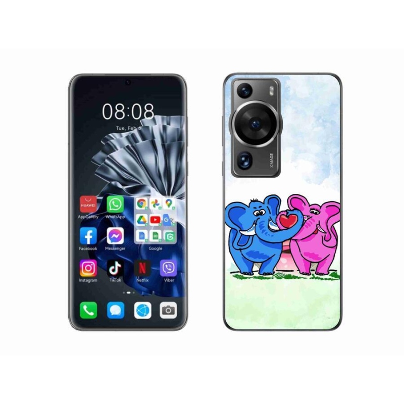 Gél borítás mmCase a Huawei P60 Pro számára - szerelmes elefántok