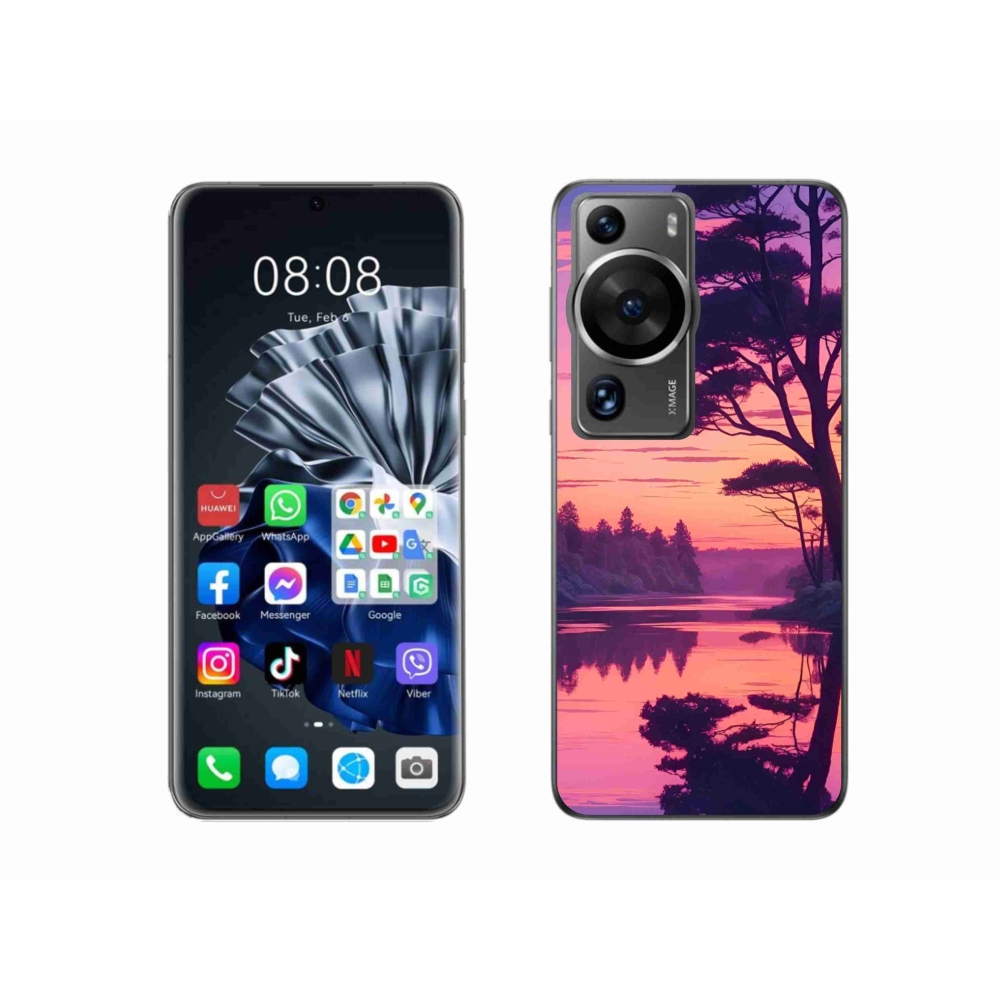 Gél borítás mmCase a Huawei P60 Pro számára - naplemente a tó felett