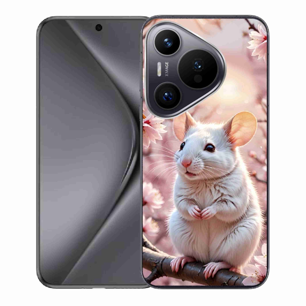 mmCase gél tok a Huawei Pura 70-hez – fehér egér egy ágon