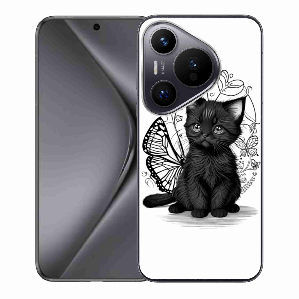 Gél borítás mmCase a Huawei Pura 70 készülékhez - fekete cica