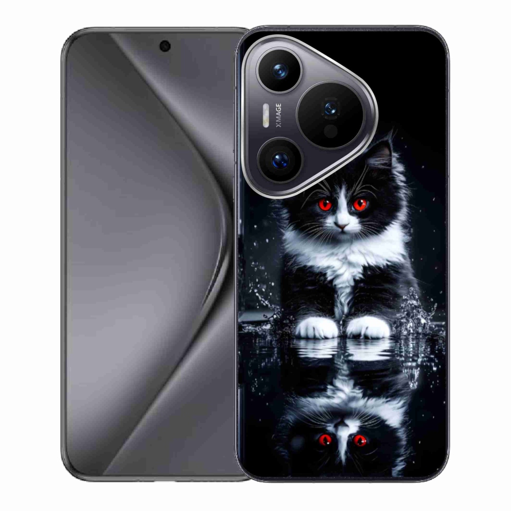 Gél borító mmCase a Huawei Pura 70 készülékhez - fekete-fehér cica